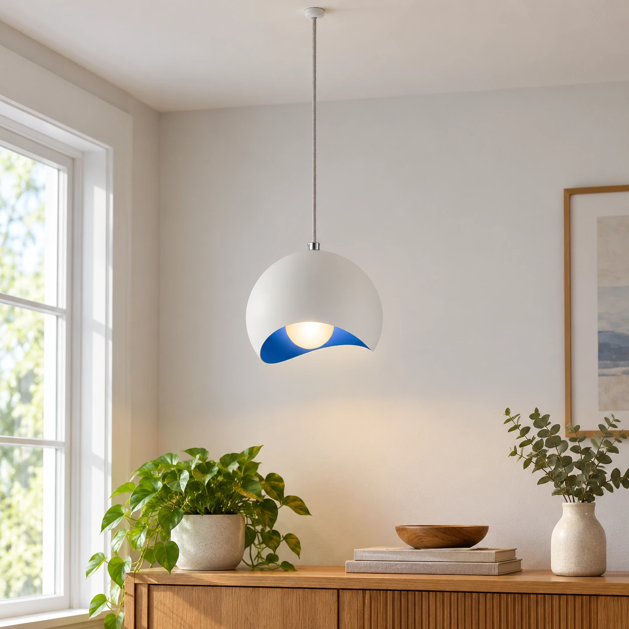 Lottie Dome Pendant — Blue — lead